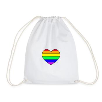 Regenbogen Herz - Turnbeutel - Weiß - Vorne
