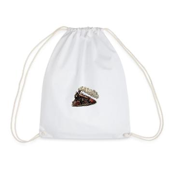 Vintage Steam Locomotive Speeding Retro Train  - Drawstring Bag - white - Front