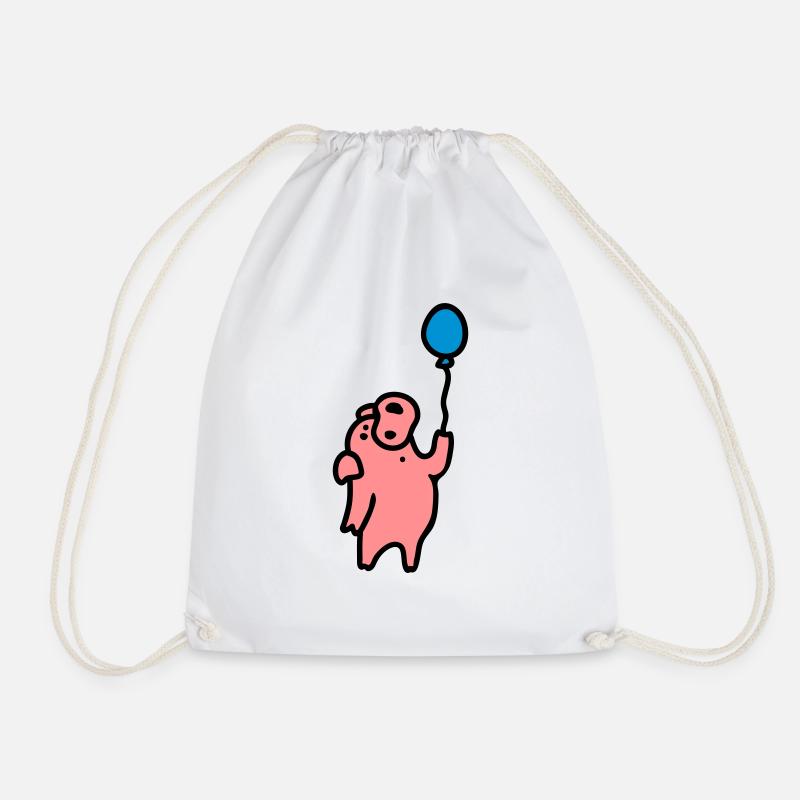 Schwein + Luftballon 3 - Turnbeutel - Weiß