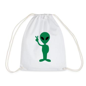Alien Peace - Drawstring Bag - white - Front