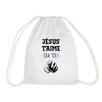 Jésus t'aime oui toi ! Religion Christ Dieu Humour - Sac de sport léger - blanc - Devant
