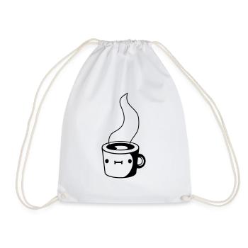 Niedliche Kaffee Tasse - Turnbeutel - Weiß - Vorne