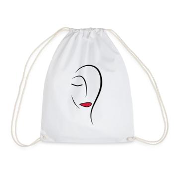 Line Art Face - Drawstring Bag - white - Front