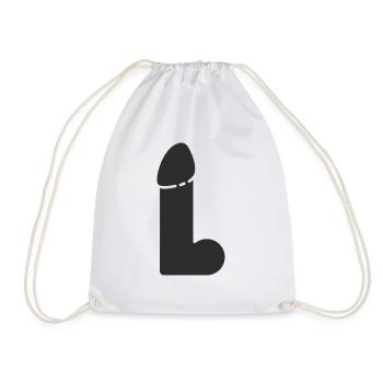 Schwarzer Penis - Turnbeutel - Weiß - Vorne