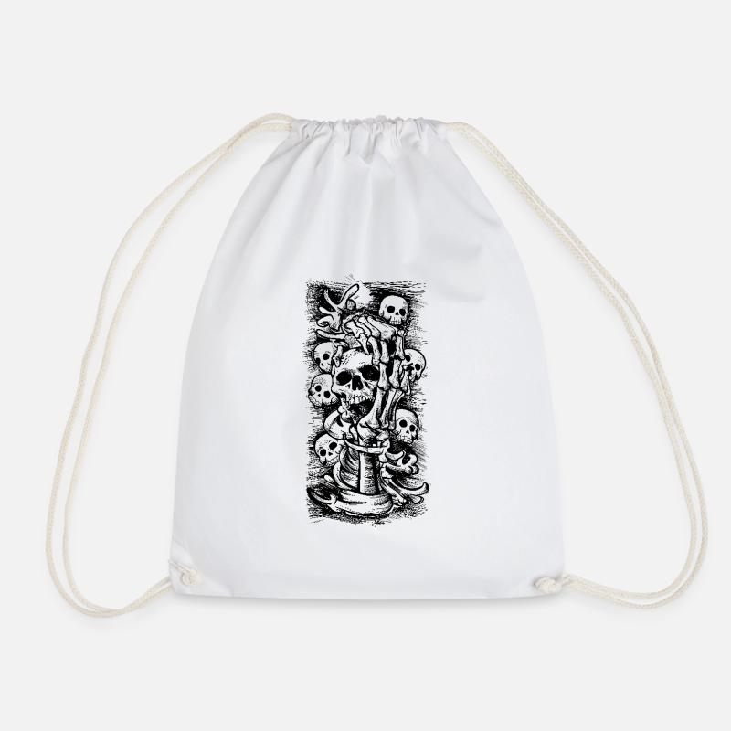 Skulls - Drawstring Bag - white