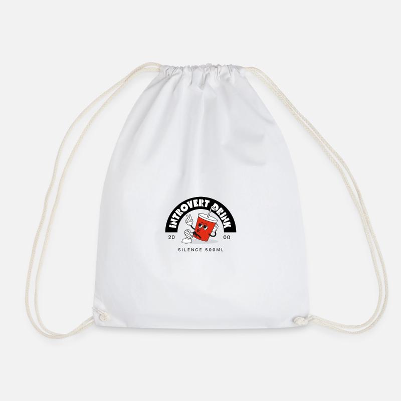 Introvert - Drawstring Bag - white