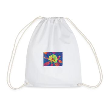 Neon Bloom Psychedelic Flower - Drawstring Bag - white - Front