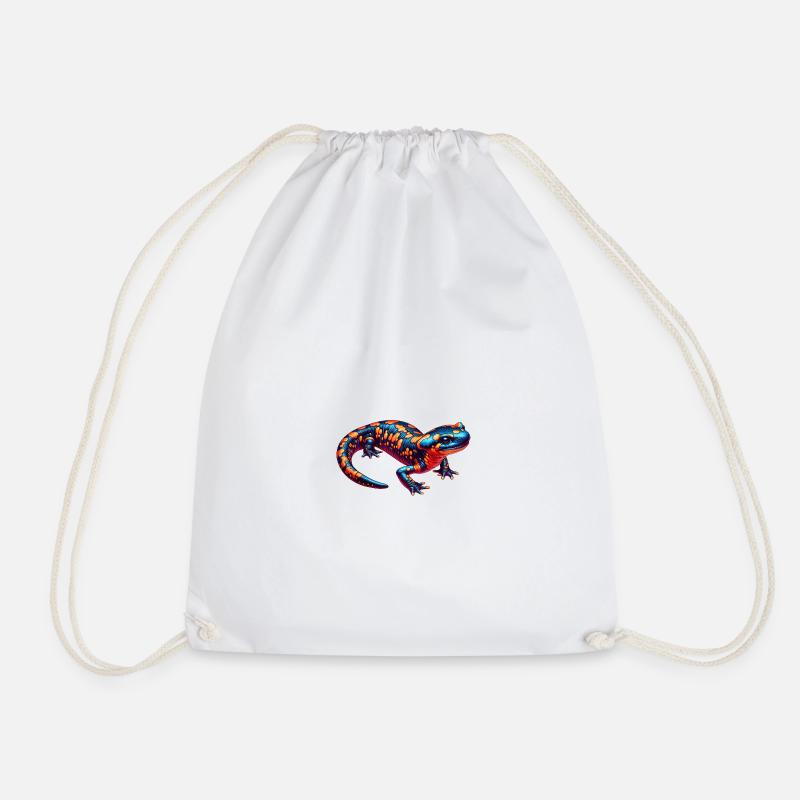 Neon Salamander Kaleidoscope - Drawstring Bag - white
