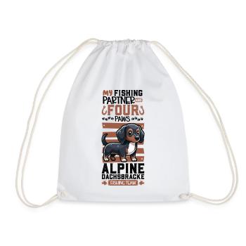Fishing and Alpine Dachsbracke - Drawstring Bag - white - Front