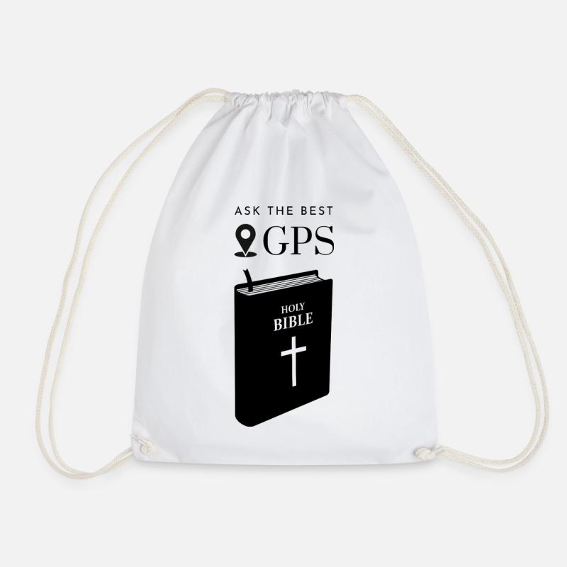 The best navigation system is the Bible - Drawstring Bag - white