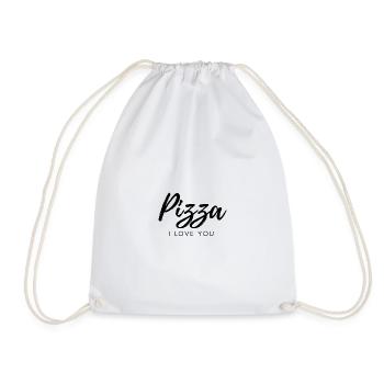 Pizza I Love You – Fun & Playful Food Quote Design - Drawstring Bag - white - Front