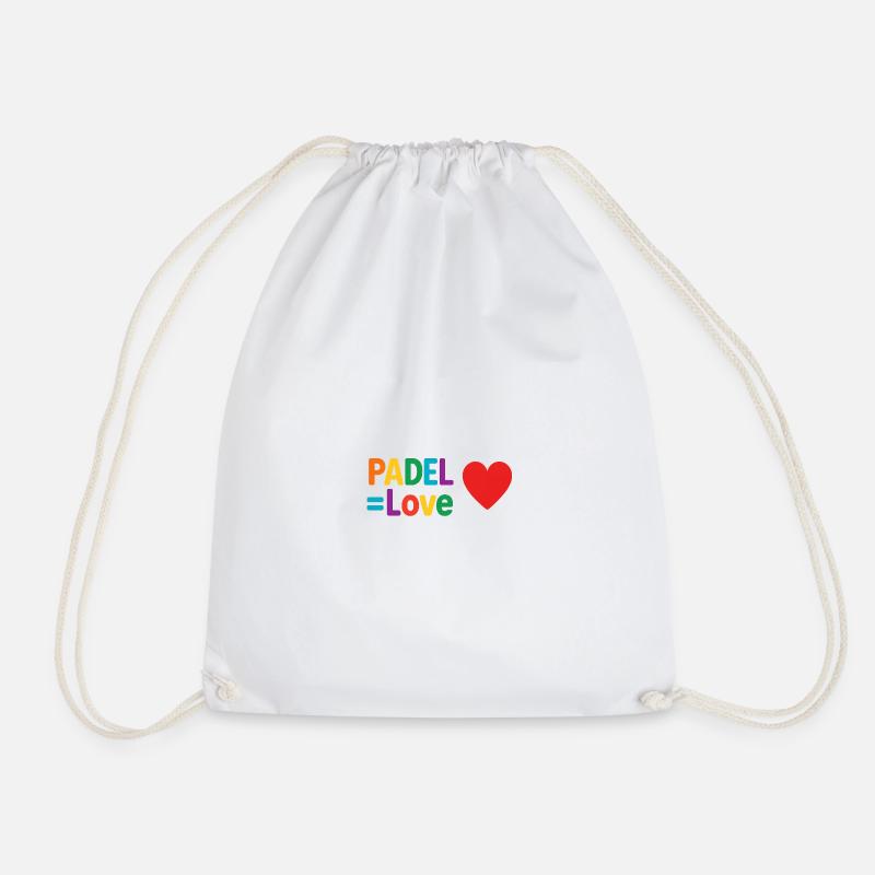 Padel Love Heart - Drawstring Bag - white