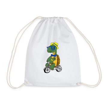 Gangster turtle on motorcycle scooter bike - Drawstring Bag - white - Front