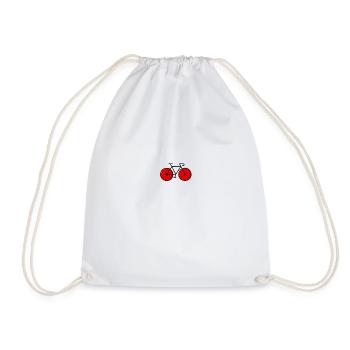 red racing bike - Drawstring Bag - white - Front