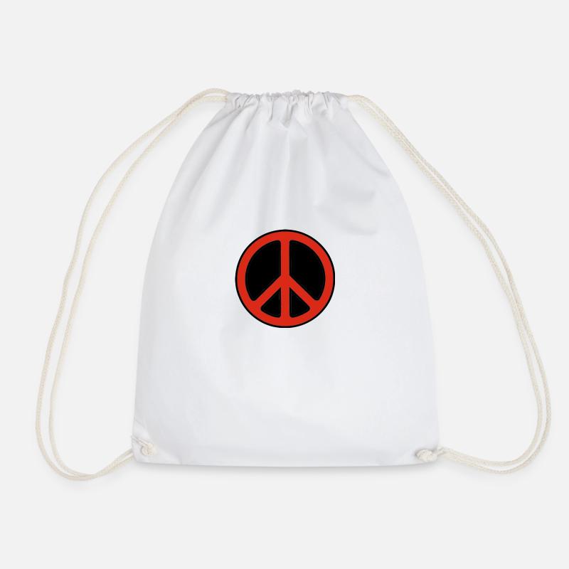 Peace red - Drawstring Bag - white