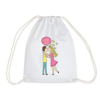 "I Love You" Declare Your Love with Style"Tees" - Drawstring Bag - white - Front