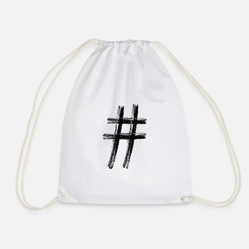 Hashtag - Drawstring Bag - white