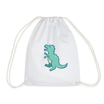 Cute little dinosaur blue T-Rex - Drawstring Bag - white - Front