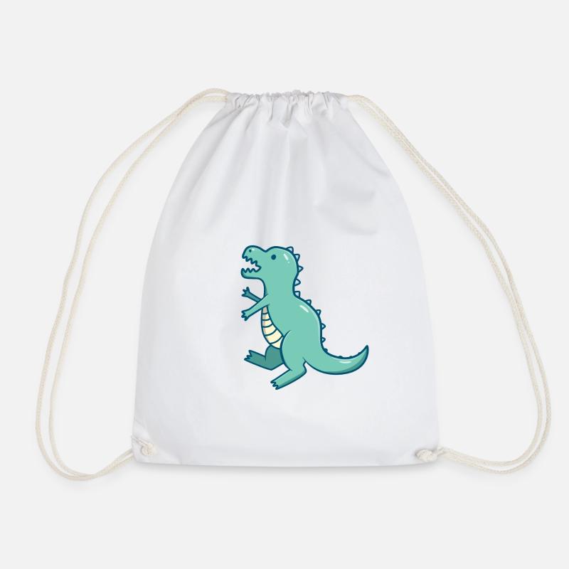 Cute little dinosaur blue T-Rex - Drawstring Bag - white