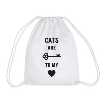 Cats are the key to my heart - Drawstring Bag - white - Front