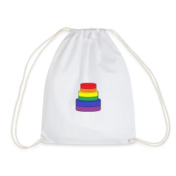 gay lgbt cake, Rainbow, rainbow - Drawstring Bag - white - Front