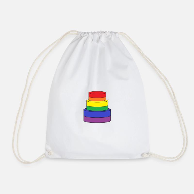 schwuler LGBT-Kuchen, Regenbogen, Regenbogen - Turnbeutel - Weiß