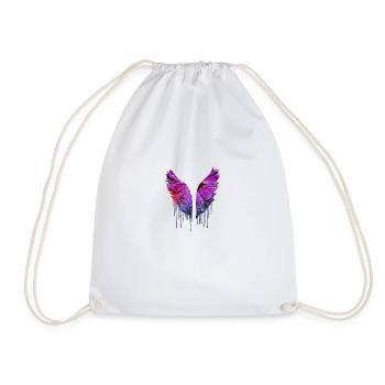 angelwings,wings,watercolor,colorful,angel wings,flower - Drawstring Bag - white - Front