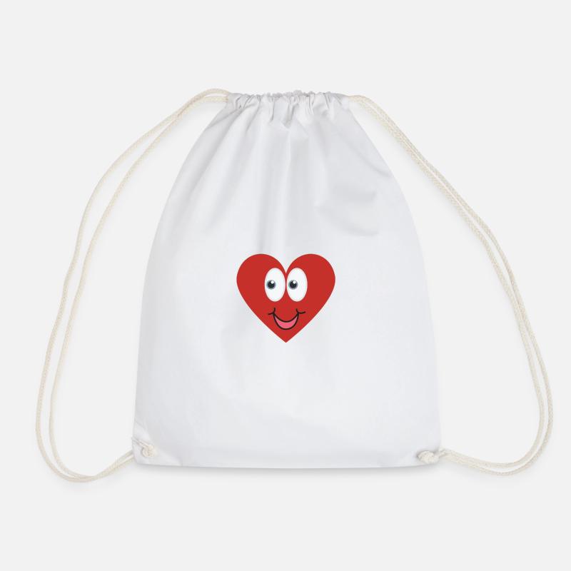 heart love - Drawstring Bag - white