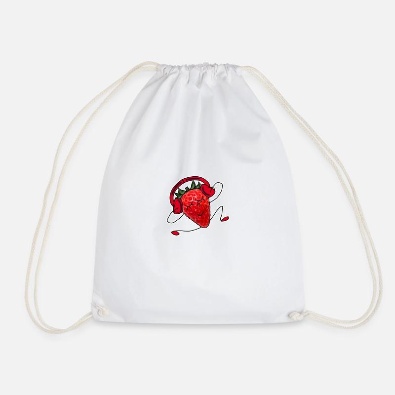 Strawberry - Drawstring Bag - white