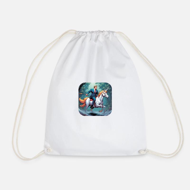 Lawyer rides on unicorn - Drawstring Bag - white
