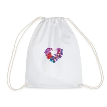 heart,flowers,flower wreath,illustration,flower heart - Drawstring Bag - white - Front
