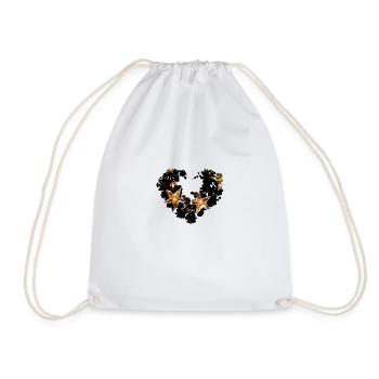 Heart,Gold,Stars,Golden Stars, - Drawstring Bag - white - Front