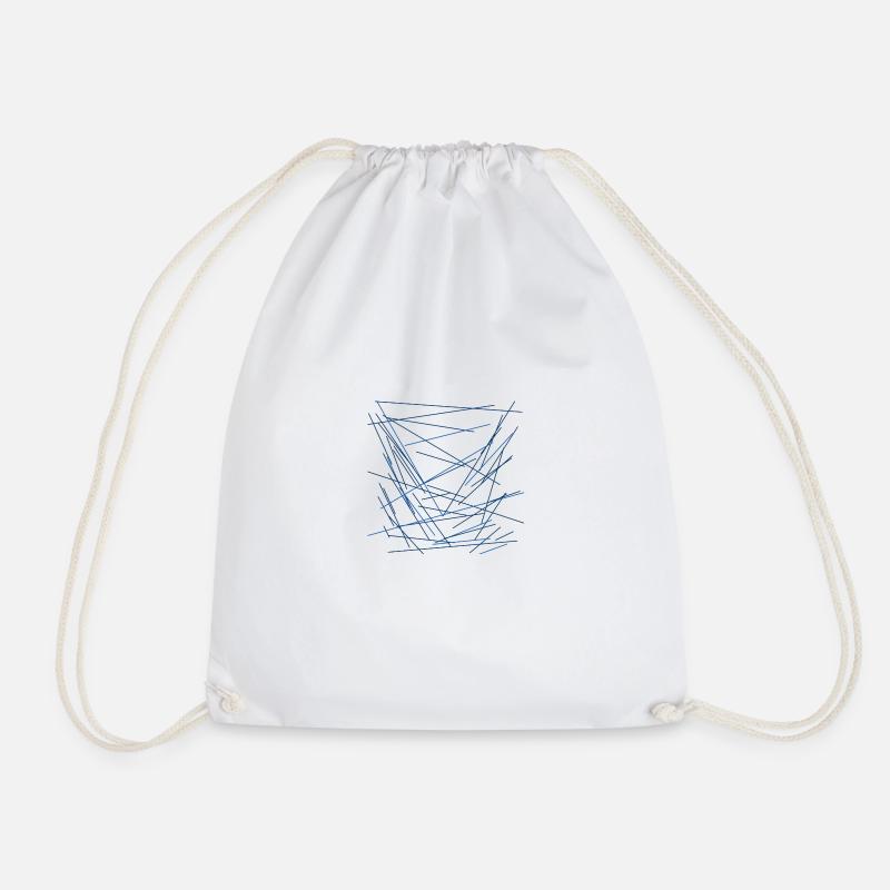 Blue lines Abstract geometry - Drawstring Bag - white