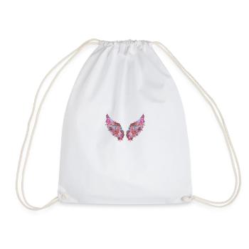 angelwings,wings,colorful,angel wings,flowers - Drawstring Bag - white - Front