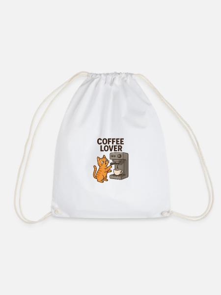 Katzenliebe Kaffee Motiv - Turnbeutel - Weiß