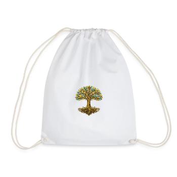 Stylized Tree of Life – Natural Harmony - Drawstring Bag - white - Front
