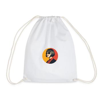 Retro Cool Frau mit schwarz Haar und Sonnenbrille - Turnbeutel - Weiß - Vorne