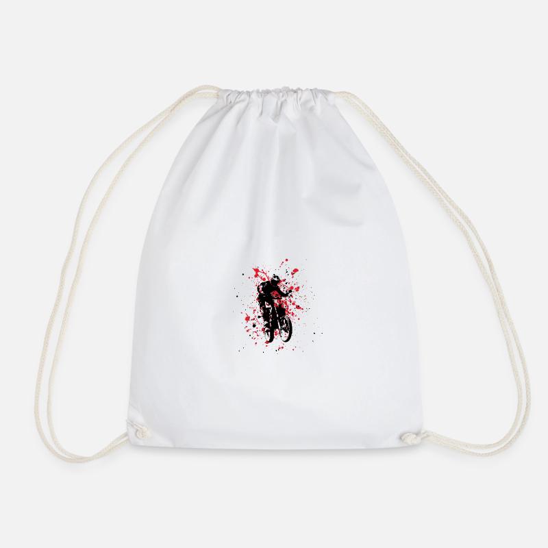 Motocross on abstract reds - Drawstring Bag - white