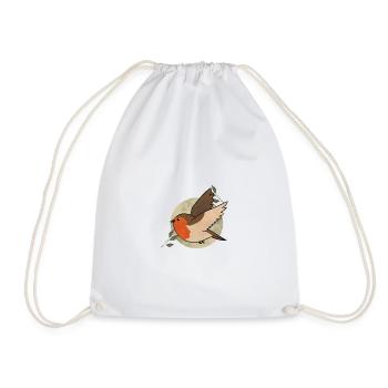Aquarell Robin auf Kreis - Turnbeutel - Weiß - Vorne
