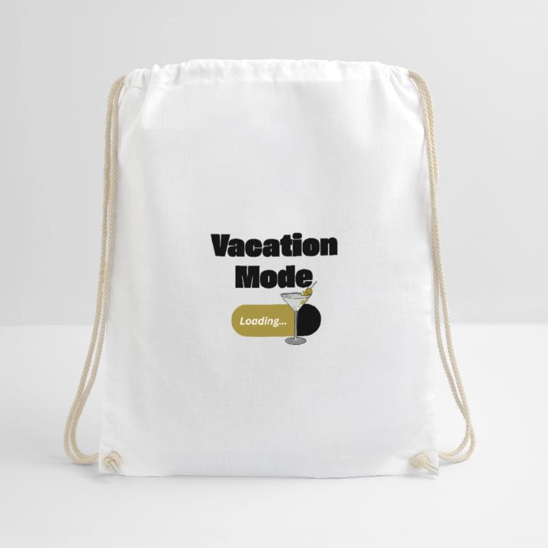 Vacation Mode On – Martini with loading bar (dark) Drawstring Bag