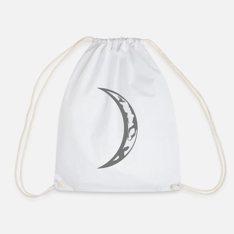 sky sickle moon moon live crescent full moon pl - Drawstring Bag - white