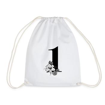 Number 1 - Drawstring Bag - white - Front