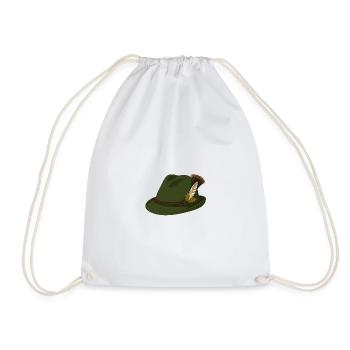 Chapeau en feutre vert avec plumes - Sac de sport léger - blanc - Devant