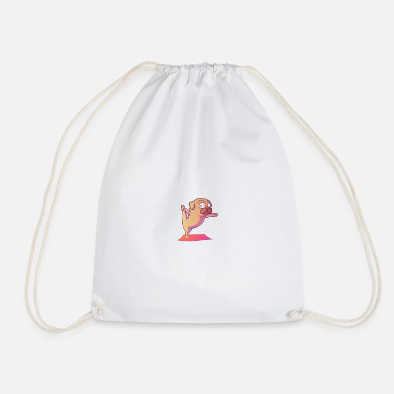 Dog Yoga Fun and Colorful - Drawstring Bag - white