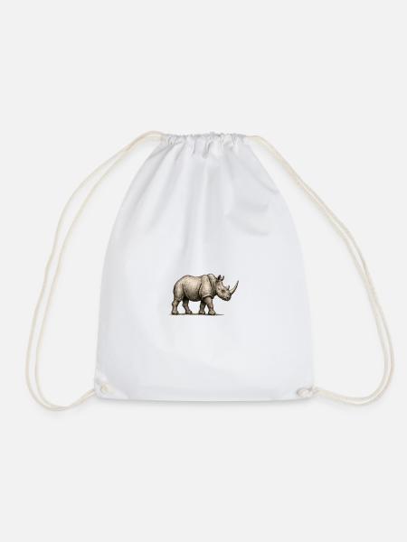 GEEKLEY – Bestiarium – Nashorn - Turnbeutel - Weiß