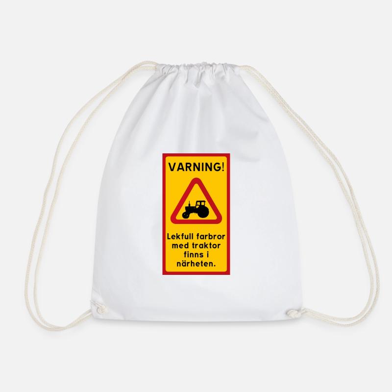 Warning - Drawstring Bag - white