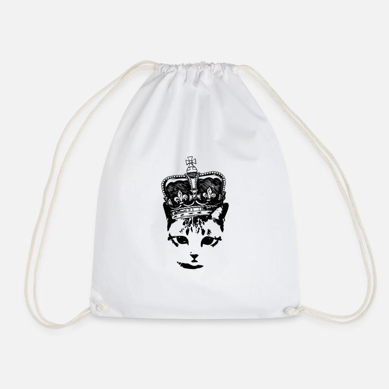 Cat king crown - Drawstring Bag - white