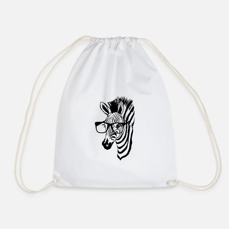 Zebra with glasses - Drawstring Bag - white