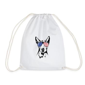 BULL TERRIER America Flag Dogs Wilsigns - Drawstring Bag - white - Front