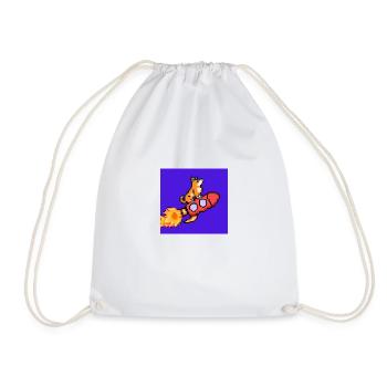 Pixel Dog on Rocket Pixel Art - Drawstring Bag - white - Front